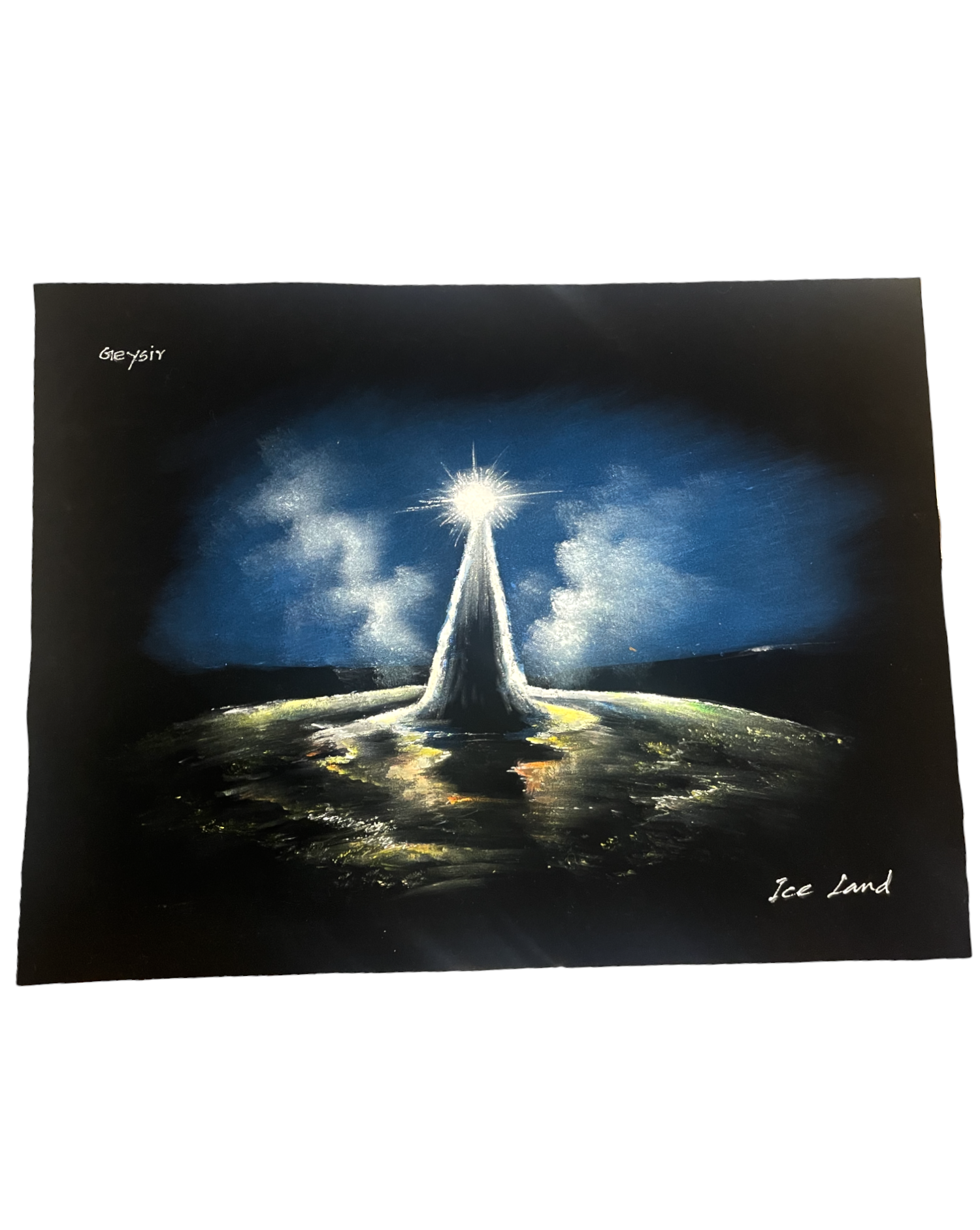 Iceland Themed Painting on a Velvet Fabric by Skuggi Iceland Themed Painting on a Velvet Fabric by Skuggi